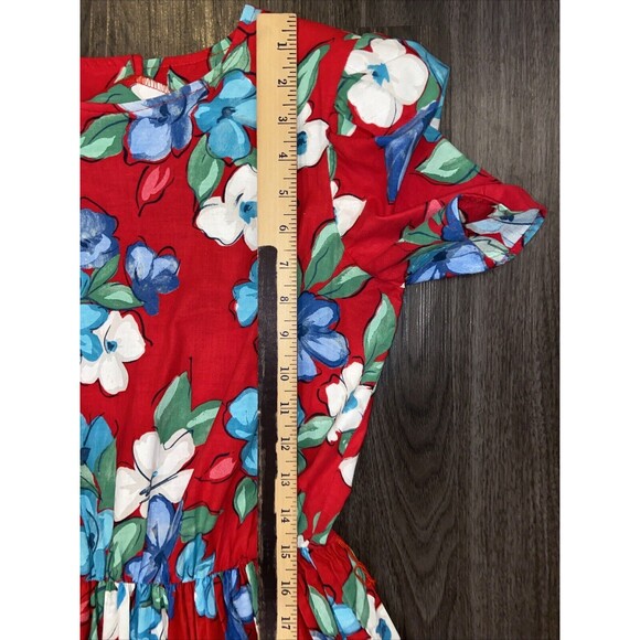 CGJ Vintage 80s Blue Floral Midi Button Dress Size 7 - Picture 14 of 16